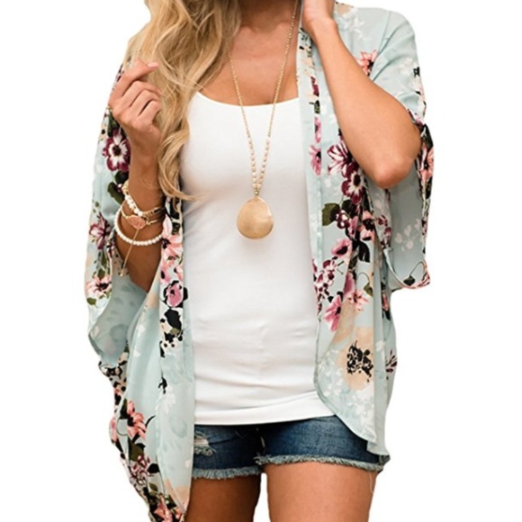 Sweaters - Women Floral Loose Half Sleeve Casual Cardigan